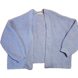 No Comment Women Blue With Pops Of Pink Oversized Cardigan Sweater XL